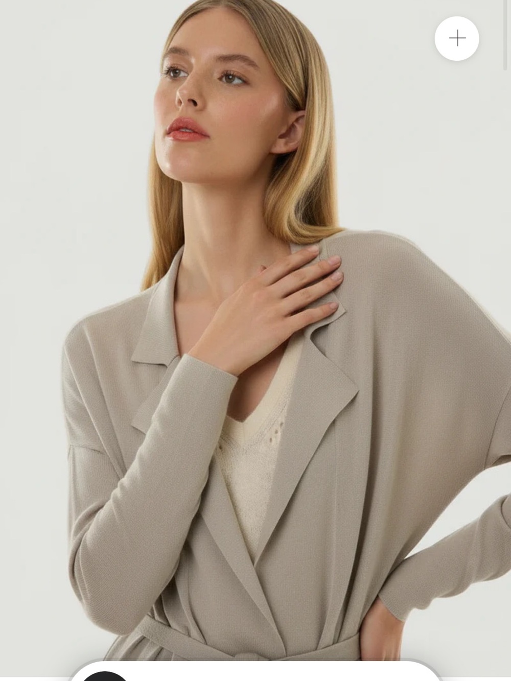 Organic Cotton Knit Stonewashed Jacket with Self Tie - Desert